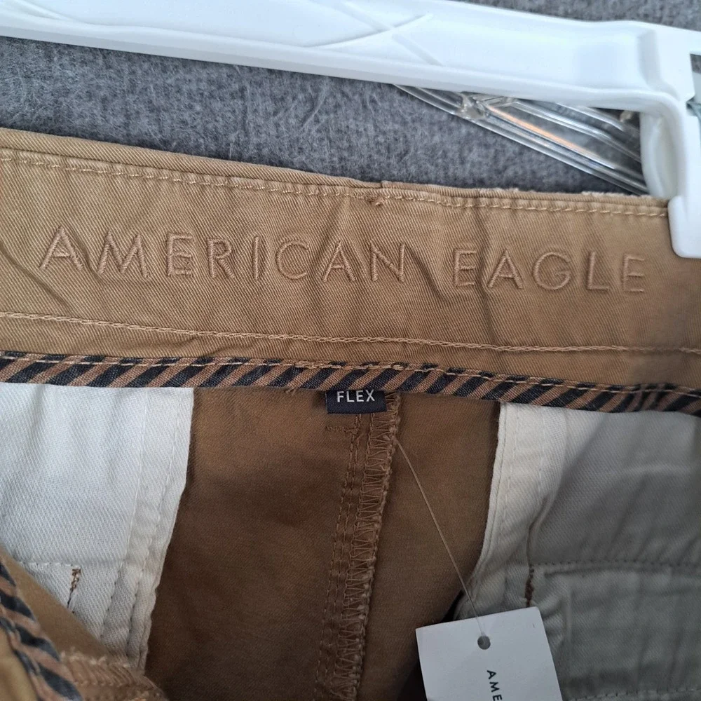 Mens American Eagle 38x31 Slim Lived-In Khakis Pants Flex Beige Brown NWT